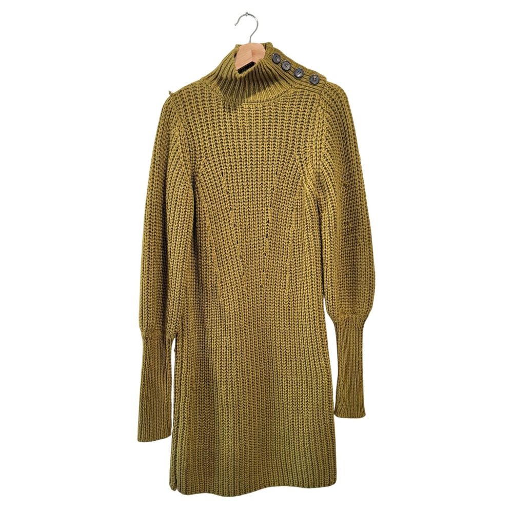 NWT Anthropologie Moon River Olive Green Knit Turtleneck Sweater Dress XS